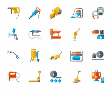 Building tools and supplies, color icons.  clipart