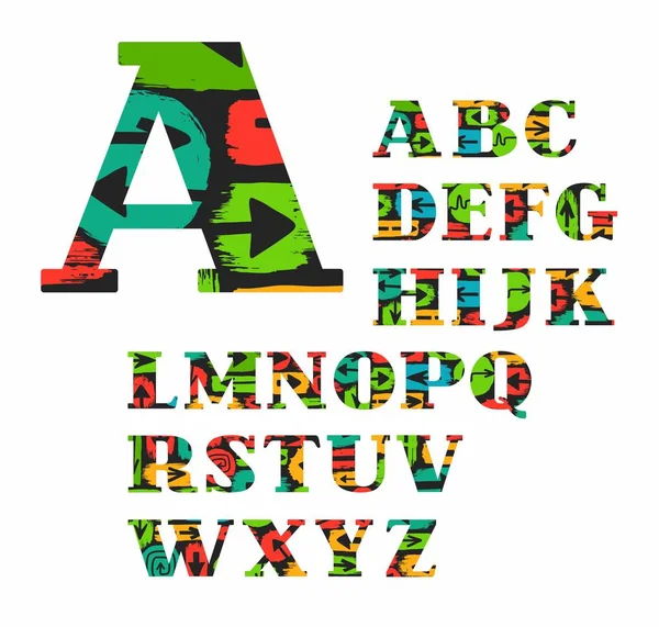 Engels alfabet, pijl, vector, lettertype, kleur. — Stockvector