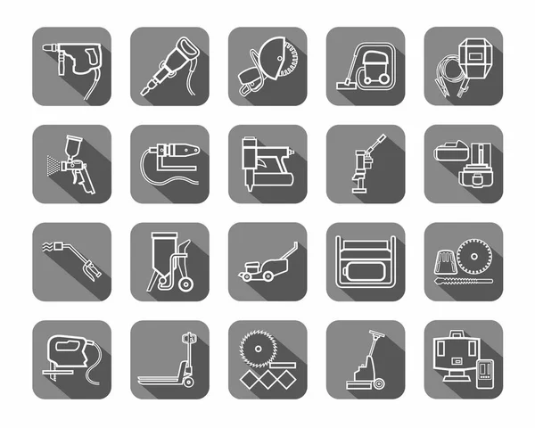 Herramientas de construcción, consumibles, iconos, contorno, gris . — Vector de stock