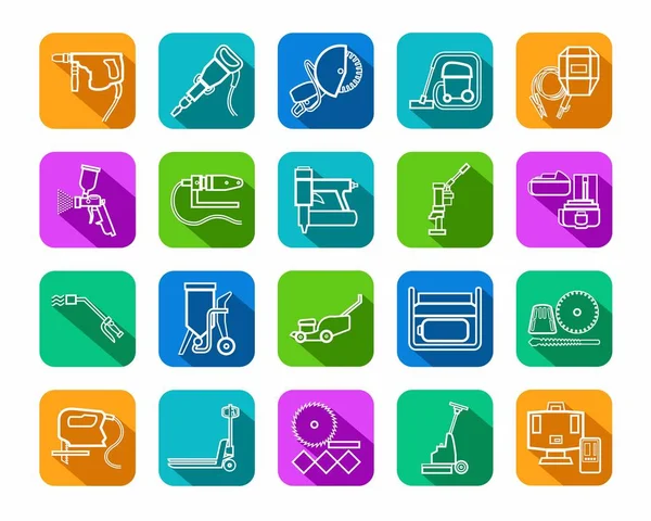 Construction tools, consumables, icons, contour, colored. — Stock Vector