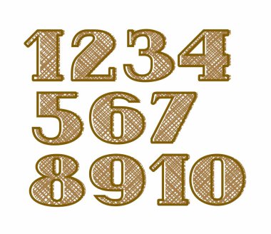 Sayılar, çuval bezi, ince kontur, renk, vektör. 