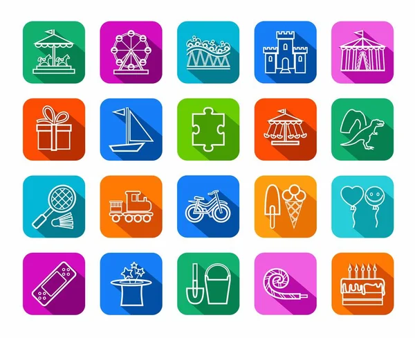 Çocuk oyunları ve renkli, daire, çizgi, eğlence, simgeler, vektör. 