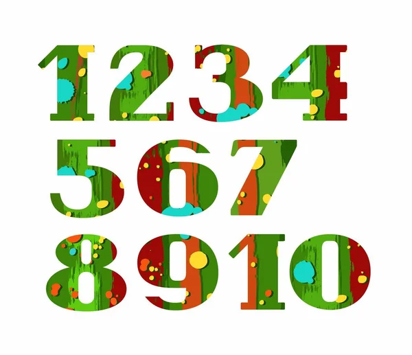 Numbers, color, paint and stain, vector. — Stock Vector