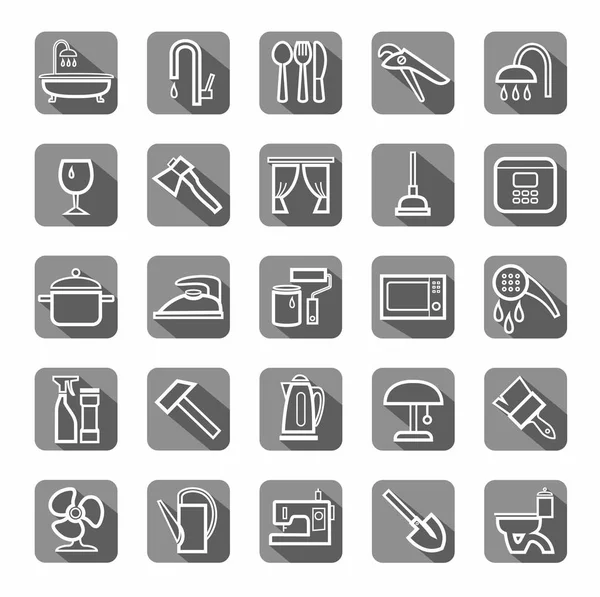 Household goods, tools, appliances, icons, flat, vector. — Stock Illustration Household goods, tools, appliances, icons, flat, vector. Vector Graphics