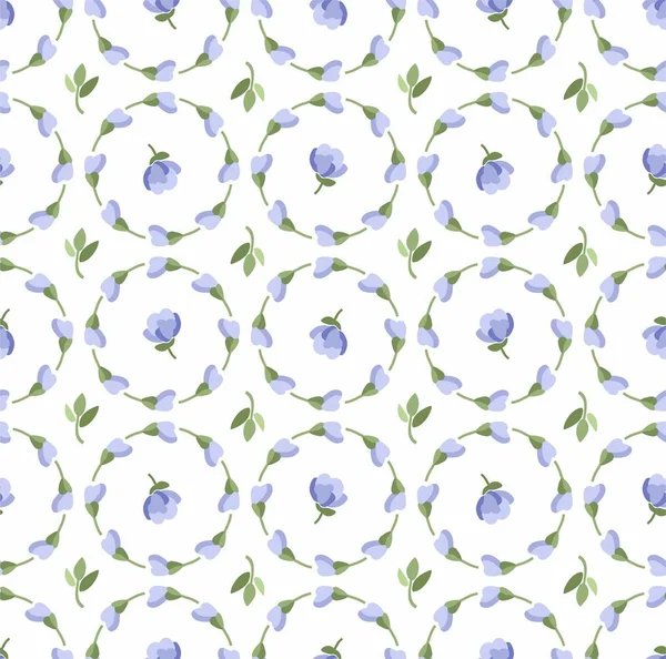 Wektor pąki i kwiaty, białe tło, kwiatowy wzór, niebieski. — Wektor stockowy