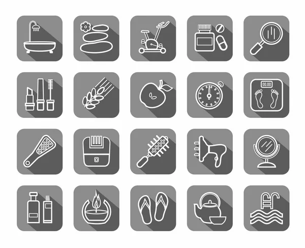 Belleza y salud, iconos, lineal, gris, vector . — Vector de stock