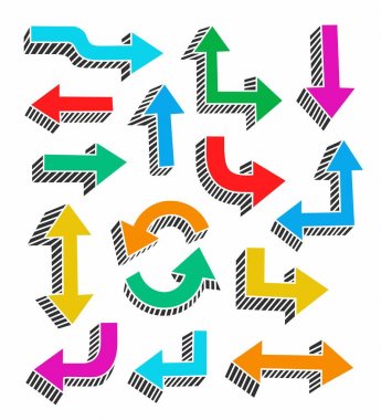 Renkli oklar beyaz bir arka plan üzerinde 3d etkisi ile vektör. 