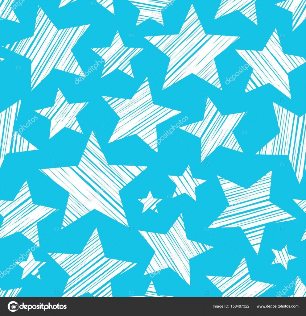 White stars, blue background, seamless, vector. Stock Vector Image by