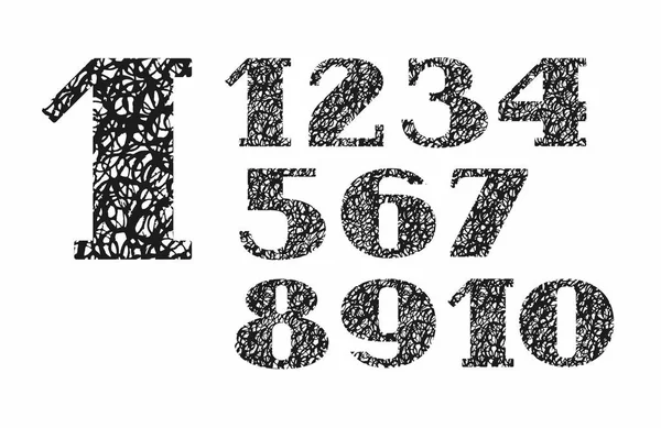 Αριθμούς, doodles υφή, απομίμηση, διάνυσμα. — Διανυσματικό Αρχείο