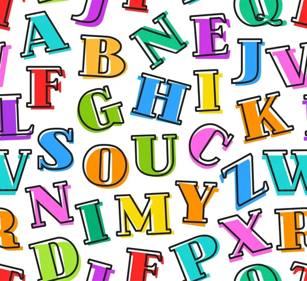 Lettres colorées de l'alphabet anglais, fond, sans couture, blanc, vecteur . — Image vectorielle
