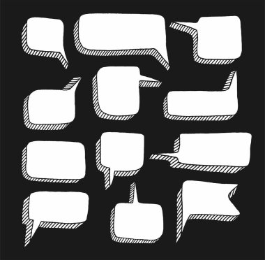 İleti, Beyaz Çerçeve bulut, siyah arka plan, vektör. 