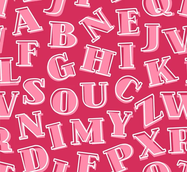 Letras cor de rosa, o alfabeto Inglês, fundo, sem costura, colorido, vetor . — Vetor de Stock