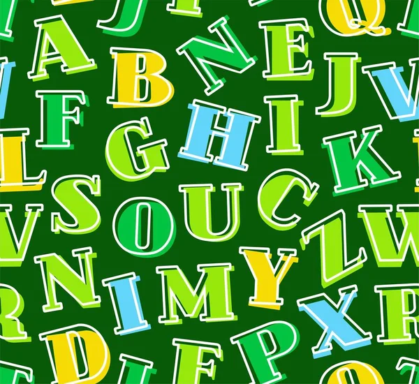 Letras coloridas do alfabeto Inglês, fundo, sem costura, verde, vetor . — Vetor de Stock