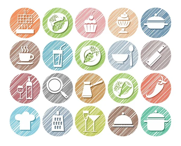 Mutfak, yemek, simgeler, vektör, yumurtadan renkte. 