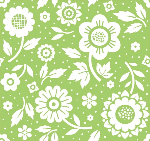 Flowers and twigs, background, seamless, decoration, green, vector. — Stock Vector