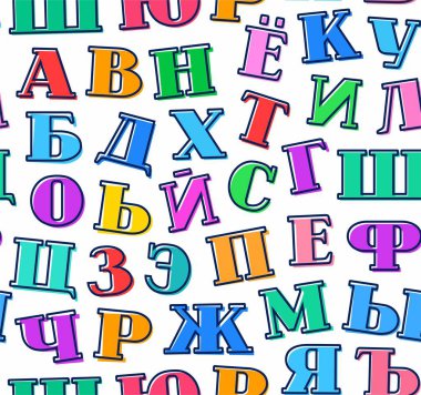 Renkli harfler, Rus alfabesi, arka plan, kesintisiz, beyaz, vektör. 