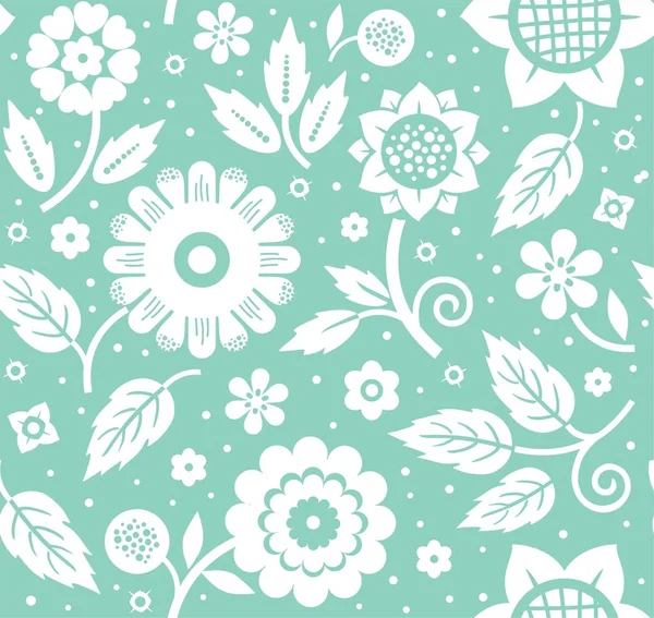 The flowers and leaves, decorative background, seamless, light blue, vector. — Stock Vector