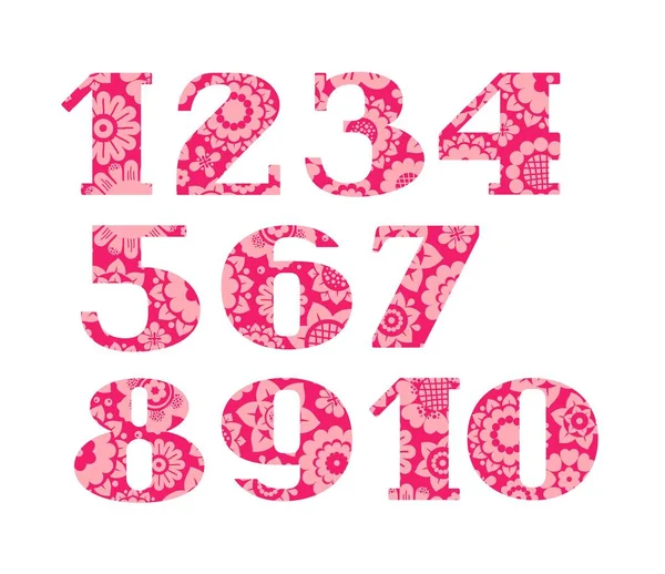 Numeri, fiori di rosa, vettore . — Vettoriale Stock