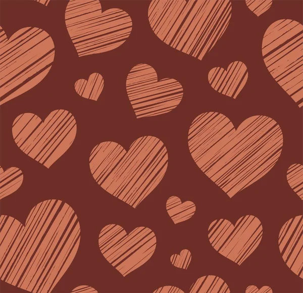 Corazón, fondo sin costuras, chocolate, vector . — Vector de stock