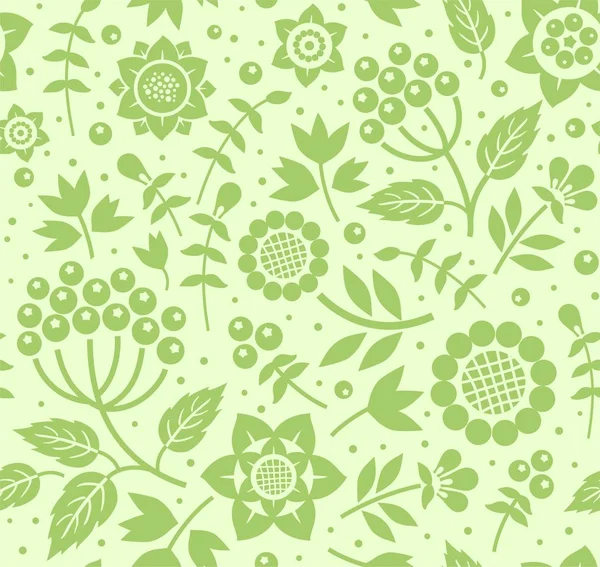 Bär och kvistar, dekorativa bakgrund, sömlös, grön, vektor. — Stock vektor