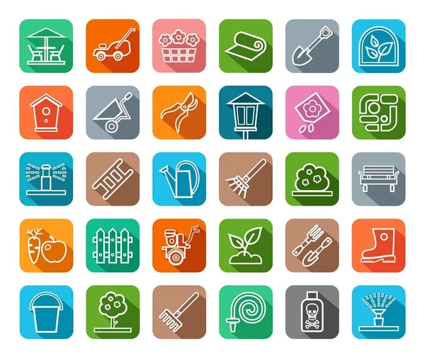 Landscape design, icons, line, color, vector. — Stock Illustration Landscape design, icons, line, color, vector. Stock Illustration