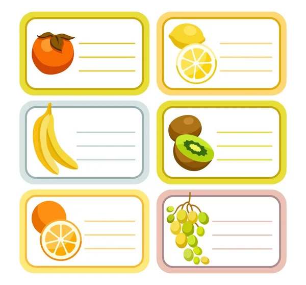 Fruit, labels, stickers, color, vector. — Stock Vector