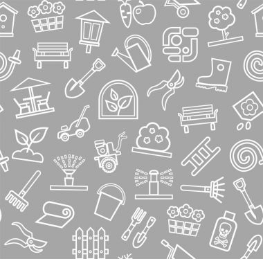 Peyzaj tasarım, arka plan, sorunsuz, gri, kontur, vektör. 