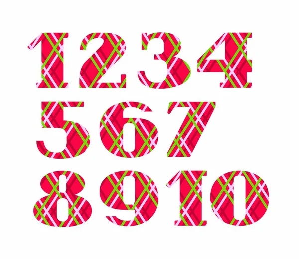 Αριθμούς, χρωματιστές γραμμές σε κόκκινο φόντο, διάνυσμα. — Διανυσματικό Αρχείο