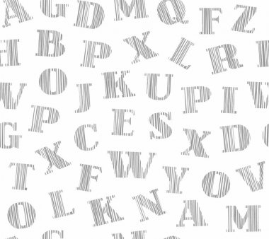 İngilizce harfler, gölgeli, arka plan, kesintisiz, beyaz, vektör. İngilizce alfabe. Beyaz alan gri kalem hatch. Simülasyon. Vektör dekoratif arka plan. 