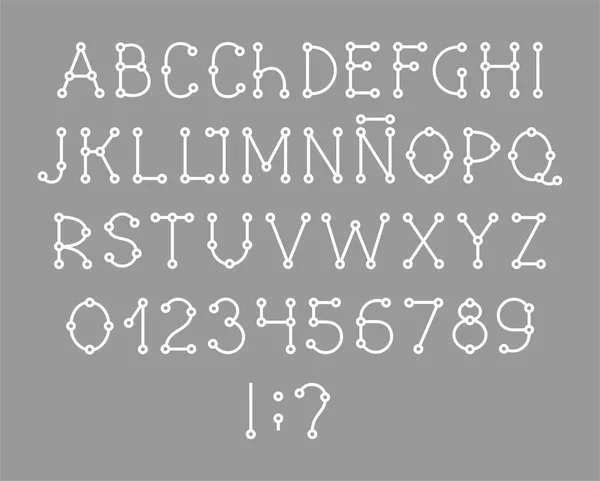 Spanisches Alphabet Schrift Schema Weiß Vektor Großbuchstaben Und Zahlen Spanisches — Stockvektor