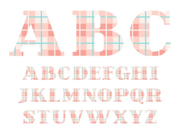 Englisches Alphabet Schrift Plaid Pink Vektor Großbuchstaben Des Englischen Alphabets — Stockvektor