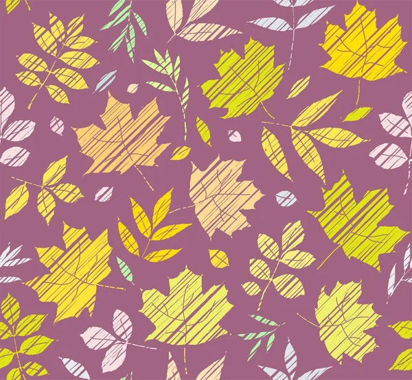 Les Feuilles Des Arbres Motif Sans Couture Violet Couleur Ombrage — Image vectorielle