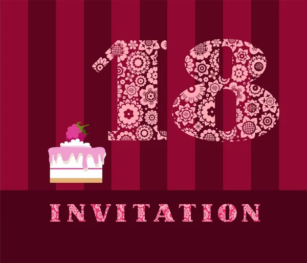 Invitation Ans Gâteau Couleur Vecteur Invitation Fête Anniversaire Anniversaire Mariage — Image vectorielle