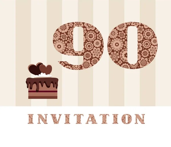 Invitation Color Years Old Chocolate Cake Heart Shaped Vector Invitation — Stock Vector