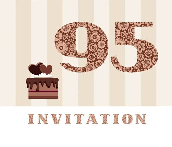 Invitación Años Pastel Chocolate Corazón Vector Invitación Cumpleaños Tarjeta Color — Archivo Imágenes Vectoriales
