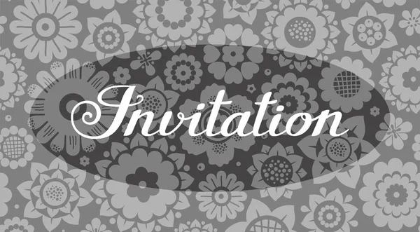 Invitation Floral Background Grey Vector English Invitation Event Gray Floral — Stock Vector