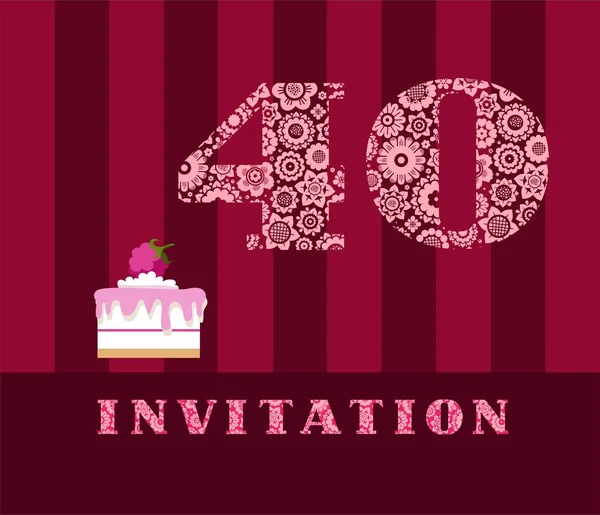 Invitation Years Old Raspberry Pie Vector English Invitation Birthday Party — Stock Vector