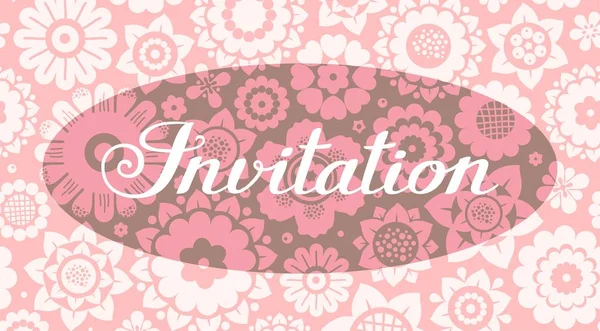 Invitación Fondo Floral Rosa Vector Inglés Invitación Evento Sobre Fondo — Archivo Imágenes Vectoriales