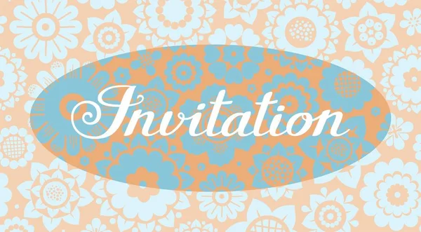 Invitation Floral Background Beige Blue Vector English Invitation Event Floral — Stock Vector