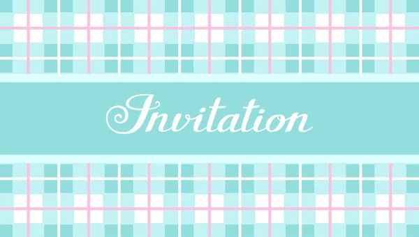 Invitation Checkered Pattern Light Blue Vector English Invitation Event White — Stock Vector