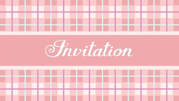 Invitación Patrón Cuadros Rosa Vector Inglés Invitación Evento Inscripción Blanca — Archivo Imágenes Vectoriales