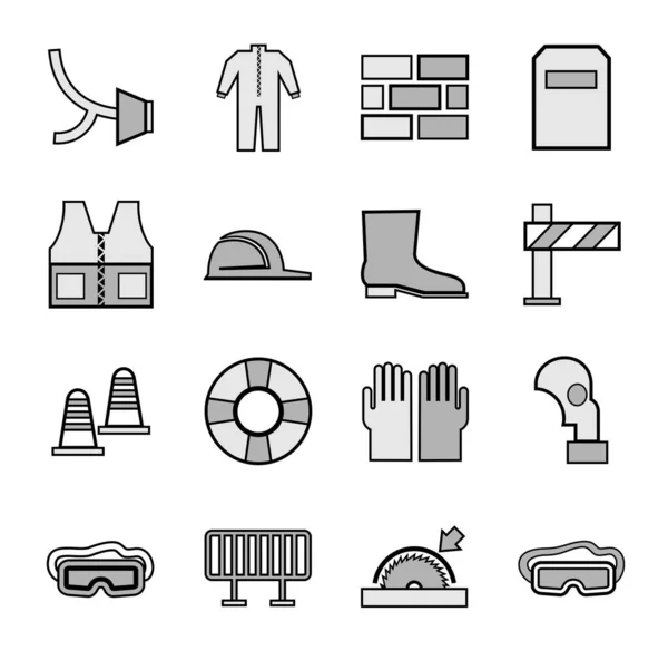 Workplace Safety Icons Set Gray Remedies Grey Icons Black Outline — Stock Vector