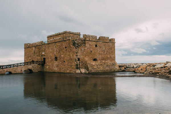 ancient paphos castle near mediterranean sea