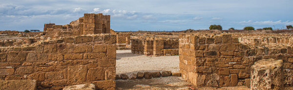 panoramic shot of ancient House of Theseus ruins in paphos