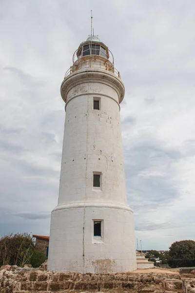 Ancient White Lighthouse Sky Clouds — Stock Photo, Image