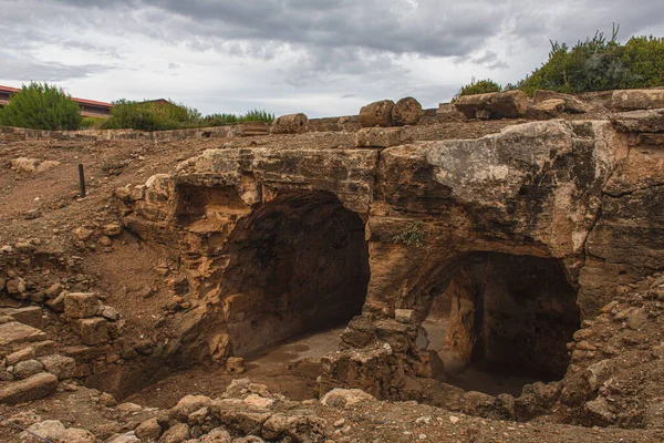 Saranta Kolones Kalesi Eski Arkeoloji Parkında Yıkıldı — Stok fotoğraf