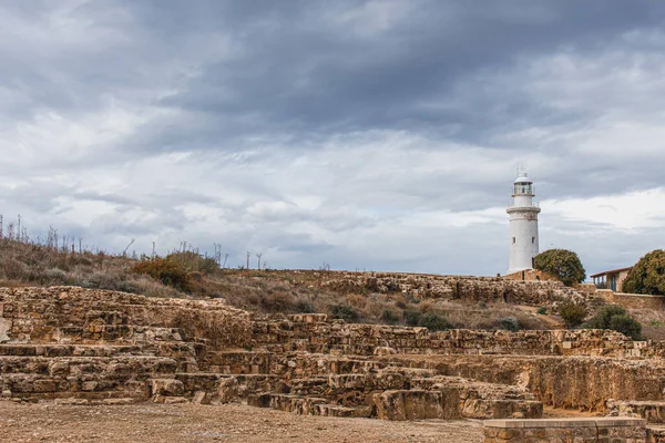 Antigo Parque Arqueológico Com Ruínas Perto Farol — Fotografia de Stock