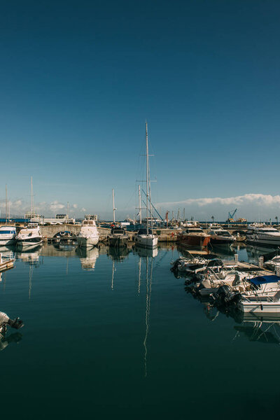docked modern yachts in mediterranean sea