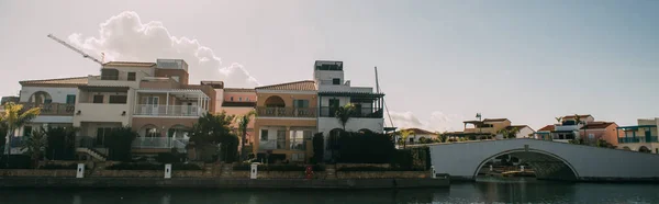 panoramic shot of houses near mediterranean sea
