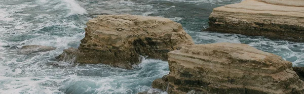 Panoramic Shot Stones Water Mediterranean Sea — Stock Photo, Image